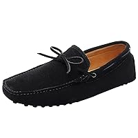 Men's Soft Suede Leather Driving Loafers Shoes Bowtie Moccasin Slippers Big Size