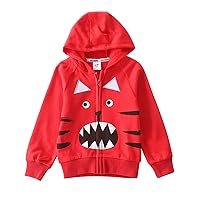 Reversible Jacket Toddler Baby Boys Girls Cute Cartoon Animals Long Sleeve Patchwork Coats Outer (Red, 3-4 Years)