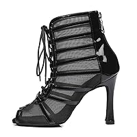 AOQUNFS Women's Peep Toe Latin Dance Boots Salsa Ballroom Party Ankle Dance Shoes,Model L447