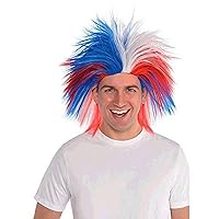 Patriotic Red, White & Blue Synthetic Crazy Wig - One Size Fits Most (Pack Of 1) - Perfect For Celebrations & Themed Events