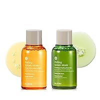 Exfoliating Face Wash with AHA Yellow & Green Tea Mask - Lactic Acid Facial Wash Exfoliant with Green Tea for Pore Care, Yellow Citrus Honey Mask for Brightening