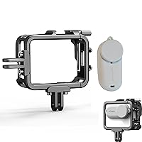 LICHIFIT Aluminum Alloy Frame Cage + Camera Silicone Cover for Insta360 GO 3 Action Pod Protective Frame Case Housing Metal Bezel with Two-Prong Mount Accessories