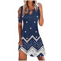 Womens Sleeveless Dress Butterfly Flower Dress for Women Crew Neck Beach Cutout Hawaiian Midi Dress 2024