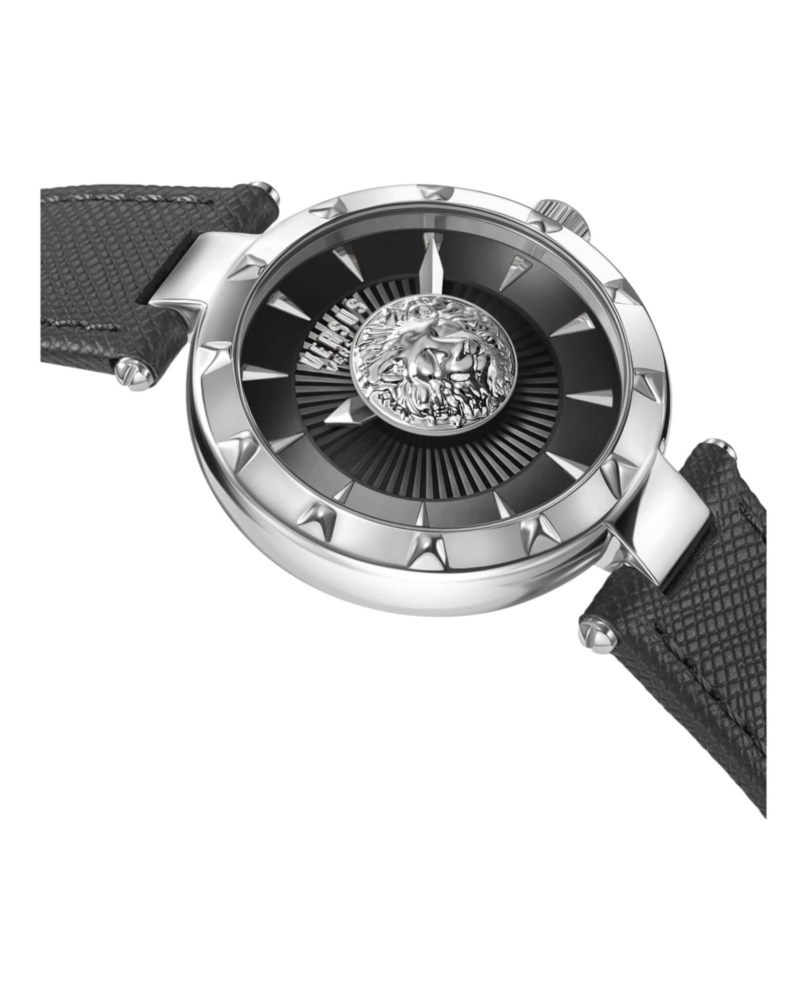 Versus Versace Sertie Collection Luxury Womens Watch Timepiece with a Black Strap Featuring a Stainless Steel Case and Black Dial