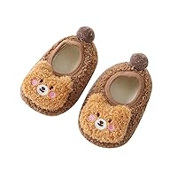 Size 9 Toddler Girl Shoes Winter Children Toddler Shoes for Boys and Girls Floor Shoes Flat Bottom Non Slip Slip On Plush Warm and Comfortable Cute Cartoon Bear Toddler 10 Shoes Boys