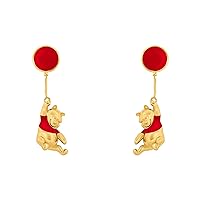 Disney Winnie The Pooh Red and Gold Coloured Floating Balloon Earrings EF00861YL, Brass