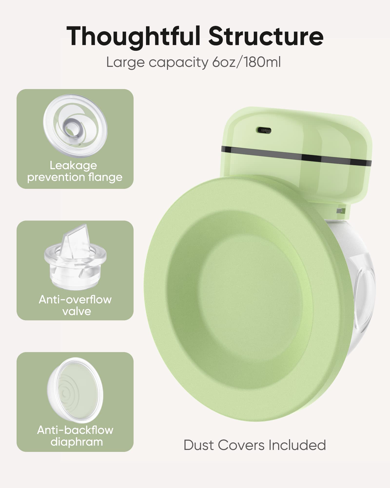 bonoch Wearable Breast Pump Hands Free, Electric Breast Pump Portable with 3 Modes 9 Level, Memory Function, Dust Cover, 19/22/26mm Flange, Milk Storage Bags, Nipple Ruler, Manual Breast Pump