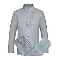 ZooBoo Mens Chinese Traditional Spring Cotton Linen Long Sleeve Tang Suit