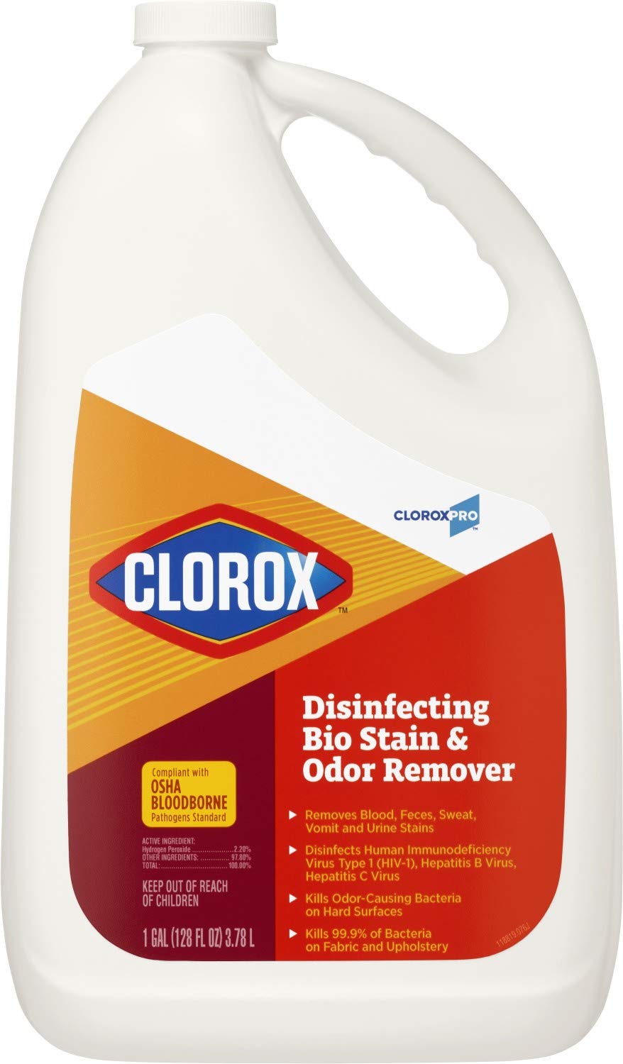 CloroxPro Disinfecting Bio Stain & Odor Remover, Refill, 128 Ounces (31910) Package May Vary