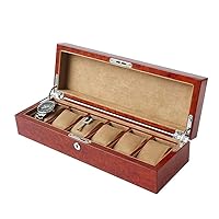 Jewelry Box Wristwatch Box 6 Slot Watch Organizer Storage Case with Lock Wood Watch Box Organiser Unisex