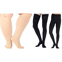(9 Pairs) Compression Stockings for Women & Men 20-30mmHg - Opaque Support Socks to Improve Circulation Varicose Veins Swelling Edema Recovery Nursing Black & Beige & Black