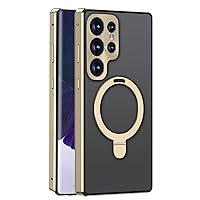 LOFIRY-Magnetic Case for Samsung Galaxy S23 Ultra, with Stand Magnetic Tempered Glass Double-Sided Phone Case (Samsung Galaxy S23 Ultra,Gold)