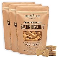 CRAFTED BY HUMANS LOVED BY DOGS Portland Pet Food Company All-Natural Dog Treat Biscuits Multipack (3 x 5 oz Bags) – Bacon Flavor – Grain-Free, Gluten-Free, Human-Grade, Limited Ingredients