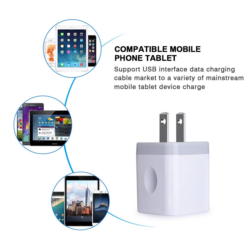 Charger Block, USB Wall Charger, FiveBox 3Pack Dual Port 2.1Amp Fast Wall Charger Brick Base Adapter Charging Cube Plug Charger Box Compatible iPhone 14 13 12 X 6 6S 7 8 Plus, iPad, Samsung, Android