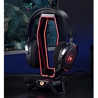 THE PORTAL USB 3.0 headset stand with dual RGB lights, 3 usb charger ports, a headphone holder for wired or wireless headphones, great for gaming stations. A gaming accessory.