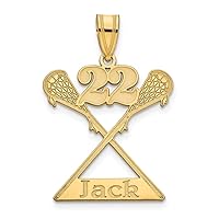 10K Yellow Gold Lacrosse Customize Personalize Engravable Charm Pendant Jewelry Gifts For Women or Men (Length 1.16