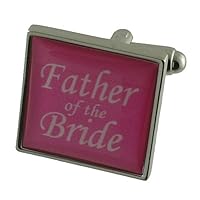 Father Bride Pink Colour Wedding Cufflinks with Black Pouch