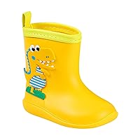 Little Child Toddler Boys Girls Multicolor Rain Boots Dinosaur Print Non Slip Flat Rain Shoes Crock Rain Boots for Kids