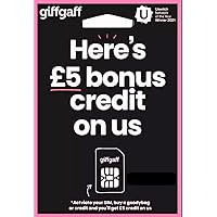 Giffgaff O2 4G SIM Card - Unlimited Calls, Text in UK, 5 Bonus Credit When Topup £10 First Time, No Cntract, Monthly Rolling & Pay as you Go, Standard/Micro/Nano for Unlock ios and Android