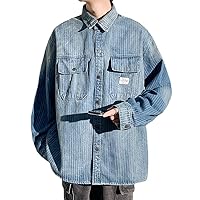 Spring Men's Denim Jacket Washed Workwear Jacket Casual Loose Tops Bomber Street Trend Coat