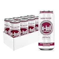 Seltzer Water, Caffeinated Sparkling Water Made with Vitamin B12 and Vitamin B6, Sugar Free (8 pack of 16 Fl Oz), Wild Berry