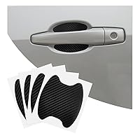 4PCS Car Door Handle Cup Stickers, Carbon Fiber Scratch Auto Door Protective Film, Non-Marking Car Door Bowl Protector, Door Handle Paint Cover Guard Universal for Most Cars, SUV, Van (Black)