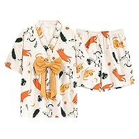 Big Girl Teens Pajama Set Summer Flower Print Short Sleeve with Built in Bra Shirt Shorts PJ Set