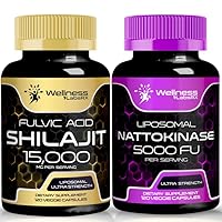 Nattokinase Supplement Capsules - 5000 FU - Enzymes from Pure Japanese Natto Extract, Heart and Immune Support │Shilajit Pure Himalayan Organic Capsules with Naturally Occuring Fulvic Acid