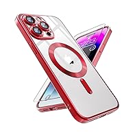 [2024 New] Magnetic Clear for iPhone 13 Pro Max Case, with Camera Protection + Screen Protector for MagSafe, Shockproof Slim Promax Magnet Mag Safe Thin Phone Cover for Apple 13pro Max (Red)