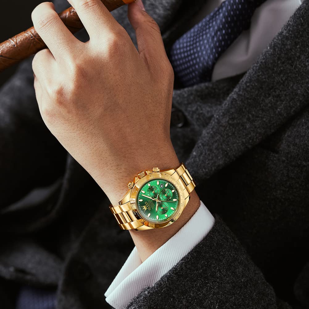 OLEVS Herrenuhren Automatik Mechanische Goldene Luxus Kleid Armbanduhr mit Tag Datum Wasserdicht Uhr