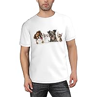 Cute Dog Cat Men's Short Sleeve T-Shirts Casual Top Tee