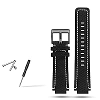 Canvas watchband Men Suitable for timex Tide Compass T2N720 T2N721 T2N739 Nylon Watch Band 24x16mm (Color : Black White Black, Size : 24-16mm)