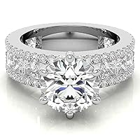 HNB Gems 10 CT Round Diamond Moissanite Engagement Ring Wedding Ring Eternity Band Vintage Solitaire Halo Hidden Prong Silver Jewelry Anniversary Promise Ring