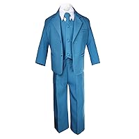 5pc Boy Wedding Oasis Malibu Teal Pacific Blue Formal Suit Necktie Set Sm-14