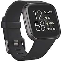 Versa 2 Health and Fitness Smartwatch with Heart Rate, Music, Alexa Built-In, Sleep and Swim Tracking, Black/Carbon, One Size (S and L Bands Included)