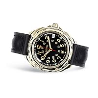 Vostok | Men’s Komandirskie Classic Commander Russian Military Style Mechanical Watch | WR 20 m | Model 219782 Leather Band