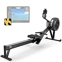 PASYOU Rowing Machine for Home Use - Commercial-Grade Rower Machine Foldable Air Rowing Machine with 10-Level Resistance, Bluetooth Backlit Monitor, Adjustable-Angle Device Holder - 350LBS Load