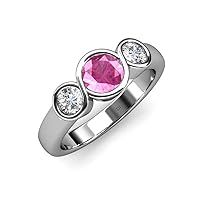 Pink Sapphire & Diamond 1.85 ctw Infinity Womens Three Stone Engagement Ring 14K Gold