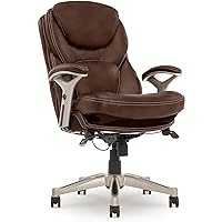 Ergonomic Executive Office Chair Motion Technology Adjustable Mid Back Design with Lumbar Support, Chestnut Bonded Leather