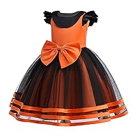 Kids Girl Halloween Outfit Pumpkin Cat Short Sleeve Tulle Halloween Dress Holiday Clothes Tween Dresses