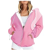 Zip Up Hoodies Womens Jackets Loose Fit Y2K Graphic Print Hooded Sweatshirt Sport Athletic Oversized Jackets Coats