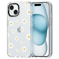 MOSNOVO Compatible with iPhone 15 Case, [Buffertech 6.6 ft Drop Impact] [Anti Peel Off Tech] Clear TPU Bumper Shockproof Phone Case Cover with Daisy Floral Designed for iPhone 15 6.1