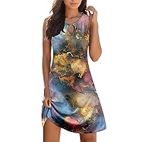 Dresses for Women Casual 2024 Summer Trendy Sleeveless Tank Sundress Boho Floral Print Beach Mini Dress A Line Short Dress