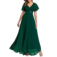 Women Plus Size Jumpsuit Evening Wear, Women's Short Sleeves Bridesmaid Dresses Flowy Chiffon Mother of The Bride