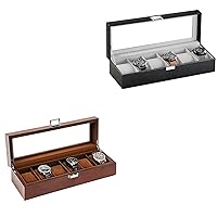6 Slots Watch Box Bundle with 6 Slot Wooden Watch Display Case