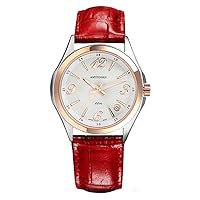Women Japanese Quartz Watches,Genuine Leather Band Fashion Luxury Ladies Wristwatch,Waterproof 30M Water Resistant Comfortable Watches