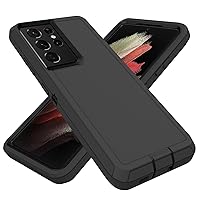for Samsung Galaxy S21 Ultra Case, Heavy Duty Defender Case Dustproof Shockproof Protection 3 in 1 Rugged Cover for Samsung Galaxy S21 Ultra 6.8 inch (Black)