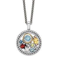21.6mm Shey Couture 925 Sterling Silver Rhodium Plated With 14k Accent .43 Citrine/.93 Swiss Blue Topaz/Jewelry Gifts for Women