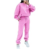 Women's 2023 Fall 2 Piece Outfits Lounge Matching Sets Hooded Sweatshirt with Kangaroo Pocket Jogger Pants Tracksuit