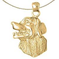 Jewels Obsession Silver Labrador Dog Necklace | 14K Yellow Gold-plated 925 Silver Labrador Dog Pendant with 18